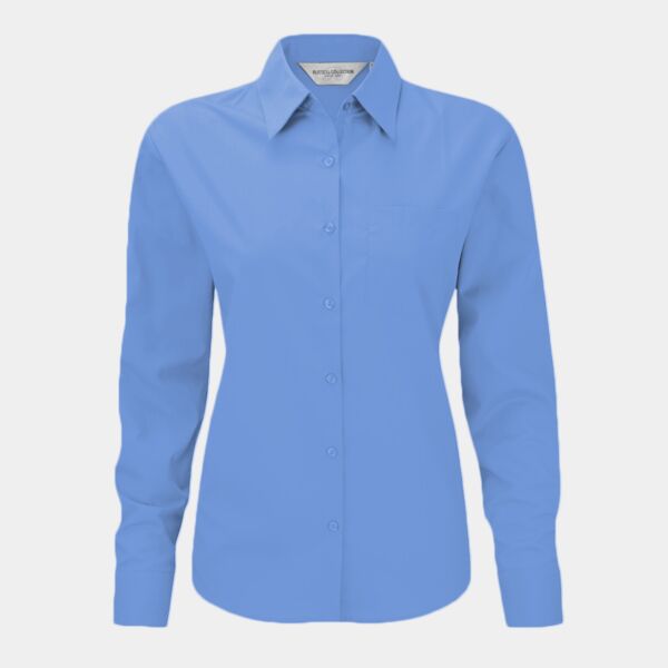 Russell Collection Ladies Long Sleeve Easy Care Poplin Shirt Thumbnail